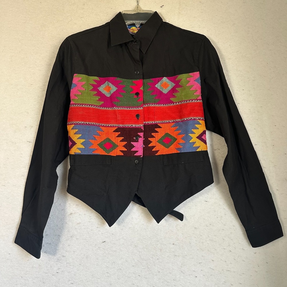 Vtg Cricket on the Creek size S embroidered blouse shirt western rodeo festival